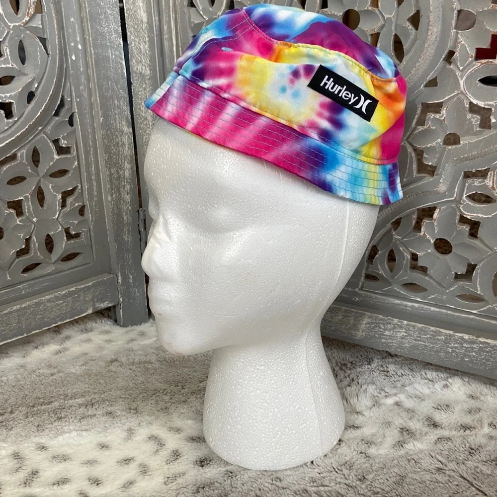 Hurley rainbow tie dye bucket hat OS infant beach tropical summer California